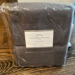 PotteryBarn Cotton Basketweave Gray Drape